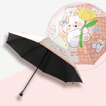 兒童可愛雨傘，可折疊雙用晴雨傘，適合學生，黑色塗層防曬戶外傘 - 兒童雨傘 - 查看 3