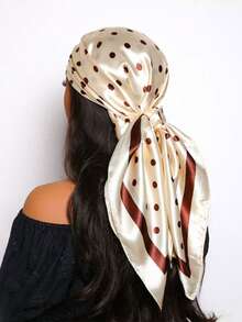 1pc Women's Fashion Chain Rope Print 90cm Square Scarf, Printed Bandana Scarf, Versatile Accessory For Spring & Autumn,Travel Essential,Holiday - Beige - View 1