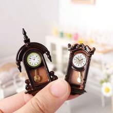 4pcs Mini Wall Clock (Black/Natural Wood), Miniature Wooden Clock, Decorative Hanging Accessory, DIY Decor Parts, Dollhouse Clock Model, Pretend Play Toy, Micro Landscape Room Decor, Realistic Clock - Multicolor - View 2