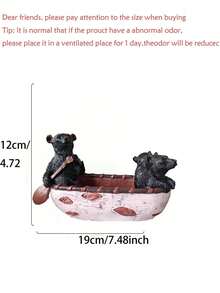 1pc Whimsical Resin Black Bear Family In Boat Statue, Cute Bears Rowing Canoe Water Feature Sculpture, Unique Outdoor Pond Decor For Garden, Patio, Lawn, Koi Pond & Backyard Landscape, Whimsical Fairy Garden Ornament, Perfect Housewarming Gift For Bear Lovers, Nature Enthusiasts - A - View 6