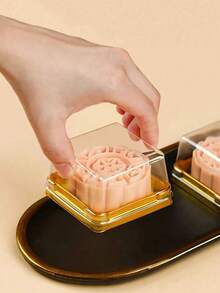 100/75/50/25pcs Square Cake Boxes With Transparent Lids, Plastic Baking Boxes, Suitable For Weddings, Birthday Parties, Bakeries, Dessert Boxes, Elegant Display, Durable Material, Specially Designed For Gourmet Chefs - Multicolor - View 5