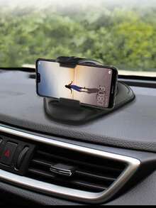 Dashboard Adhesive Car Phone Holder 1pc Black TPU Car Dashboard Suction Cup Holder Multi-Function Universal Car Phone Mount Mother's Day Gift - Black - View 2
