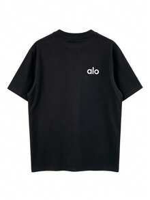 Alo Yoga White T-Shirt With Side Logo, Loose Fit, Short Sleeves, Sporty And Casual, Unisex Top. - Xem 12