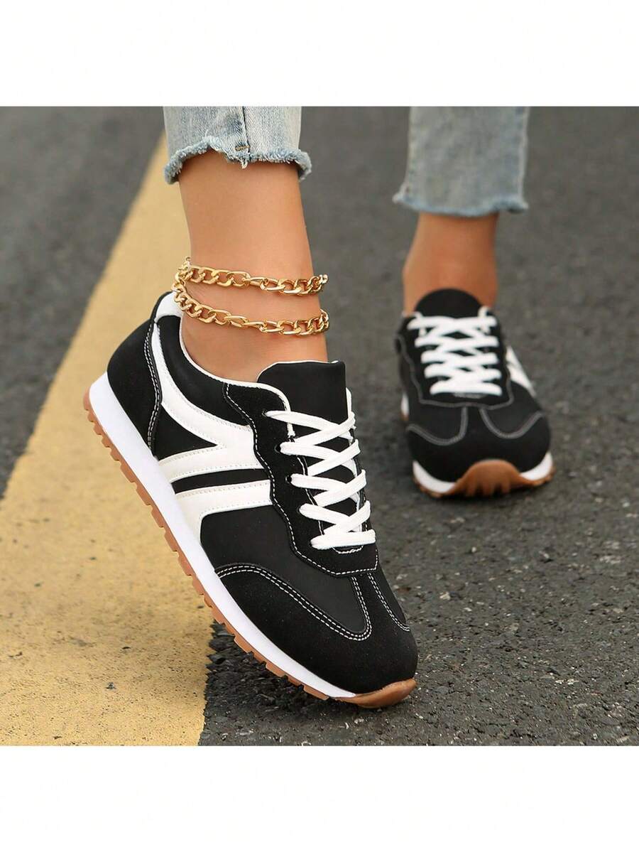 Sneakers For Women Fashion Tennis Shoes Casual Athletic Solid Color Low Top Lace Up Plain Toe Fabric Inner PVC Sole For Outdoor Walking Office Travel Spring Fall\Sandalias De Mujer Elegante Tenis Tenis Para Mujer Sandalias Elegantes De Mujer Zapatos De Mujer Tacones De Mujer Elegantes Zapatos Elegantes De Mujer Zapatillas Para Mujer Zapatos De Mujer Tacones Zapatillas Elegantes De Mujer Flip Flops Platform Heels For Women Wedge Heels For Women Jelly Sandals Women Botas Vaqueras Para Mujeres Platform Heels Jelly Sandals Jelly Sandals Birkenstocks Mother Giftsz Black Sandals Sandalias De Mujer Zapatos De Mujer Black Heels White Sandals White Sandals Boots Heels Sandals For Women Sandals Shoes - 黑色 - 查看 1