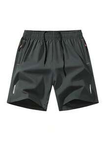 3pcs Men's High Performance Casual Loose Quick Dry Sports Shorts, With Reflective Strip Design, Pockets, Waist Zipper Drawstring, Soft And Lightweight Suitable For Training And Sports - Multicolor - View 9