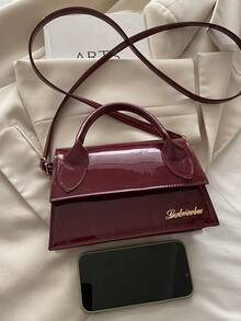 1 buah Tas Tangan Wanita Baru Berkualitas Tinggi, Desain Flap, Tas Persegi Kapasitas Besar, Cocok untuk Belanja, Kencan, Semua Musim, Tas Bahu Minimalis Bergaya dengan Tali yang Dapat Dilepas dan Disesuaikan - Burgundy - View 9