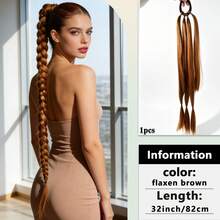 26-32 Inch Braided Ponytail Hair Extensions With Hair Ties - Handmade Wrap Around Synthetic Hair Pieces, Fluffy Soft Natural Look, Heat Resistant For Daily, Wedding, Party, Halloween And Christmas (Gold) - Multicolor - View 10