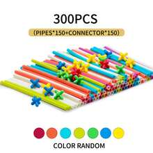 Children's Morandi Color Straw Building Blocks Toys, DIY Assembling Constructive 4D Spatial Thinking Magic Sticks, Suitable For Kindergarten - 彩色 - 查看 9