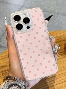 1个波点图案防震全包手机壳，适用于 11/12/13/14/15/16/17/PROMAX - 粉色 - 查看 2