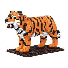 1024Pcs Zoo Theme Micro Mini Building Blocks, 3D Puzzle DIY Assembly Toy, Various Styles Available Including Giraffe, Lion And Tiger. Ideal For Collection Enthusiasts, Exercises Finger Dexterity And Patience. Perfect For Home & Room Decoration, Birthday Gifts And Daily Gift Giving - Multicolor - View 11