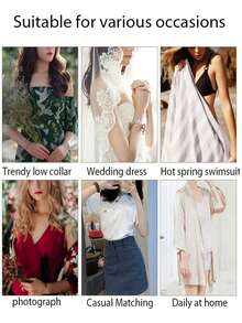 女士可重复使用硅胶乳贴，隐形自粘乳贴，超薄无痕胸垫，露背装、婚礼、派对及日常穿着均适用。 - 杏色 - 查看 9