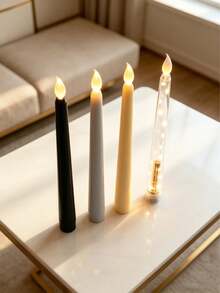 1pc Realistic Retro Candle, New Design Hotel Romantic Candlelight Dinner Decor Light, LED Cone Long Stem Plastic Candle Prop Lamp, Suitable For Multiple Occasions - 錐形桿蠟 - 查看 4