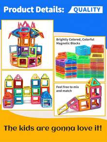 Magnetic Starter Set, Classroom Essential, Halloween Children's Toy Gift, Preschool Magnetic Building Blocks, Magnetic Construction Toys, Montessori Learning Games For Boys And Girls, Random Colors - 彩色 - 查看 4