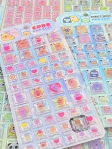 Pegatinas cuadradas con relieve de cristal 3D, pegatinas decorativas para niños y niñas, removibles y reutilizables, sin dejar rastro, variación de color al azar - Multicolor - Ver 4
