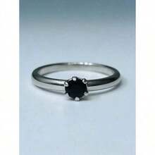 Stainless Steel Ring In Silver Solitaire With Colored Zirconia Stone, 4mm, For Graduation Or Debutante Parties. - Black - View 4