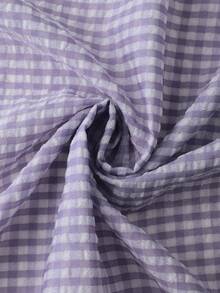 VIVINA Women's Minimalist Plaid Bubble Texture Ruffle Hem Camisole Top, Vacation Style Summer Outfits, Spring Tops - Mauve Purple - View 4