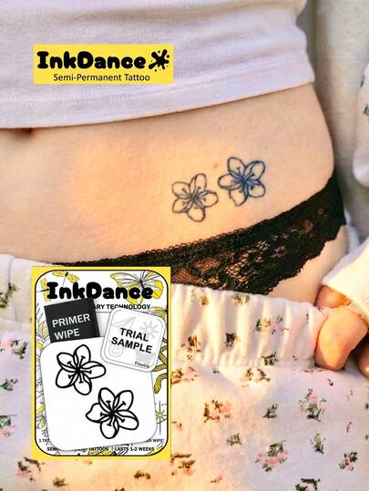 1 Set "Plumeria" New Technology Temporary Tattoo Stickers, Cute, Semi-Permanent, Body Art Painting For Women, Waterproof & Long-Lasting, Realistic Design, Plant-Based Formula, Ink Dance Gift MNF085