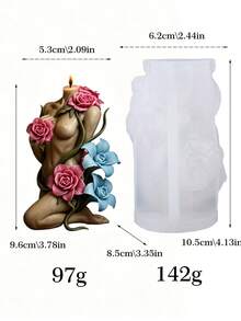 3D玫瑰包裹女性身体硅胶蜡烛模具，艺术裸体雕塑蜡烛制作模具，DIY香薰树脂石膏模具，家居装饰及礼品 - 玫瑰女神模具 - 查看 8