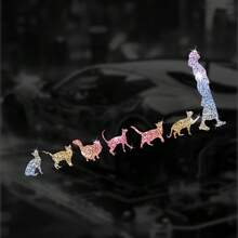 1pc Self-Adhesive Glitter Cat Sticker, Suitable For Car, Truck, Wall, Laptop, Bright And Easy To Peel Off Without Residue, Reusable - A - View 8