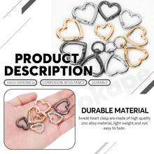 Woakpe 16PCS Llavero Surtido Kit, 0.62" 0.7" 0.78" 1" (ID) Llavero en Forma de Corazón Clip Mosquetón de Oro con Resorte de Gatillo Llaveros Creativos Llaveros en Forma de Corazón Set de Ganchos de Metal para Pulseras, Tarjeteros - Corazón-Oro - Ver 3