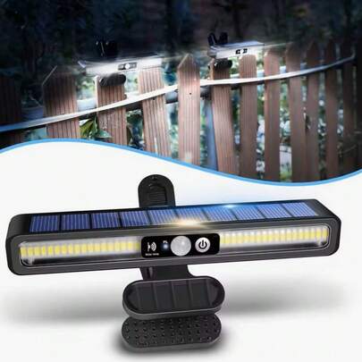 Luminária solar de clipe ultrabrilhante com sensor de movimento - Iluminação externa para jardins, quintais, cercas e camping, alimentada por energia solar, construção em plástico durável, design fácil de instalar, luminária solar externa, luz de para jardim, iluminação elegante.