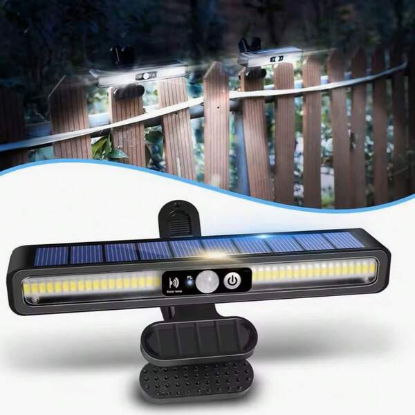 Luz solar con clip ultra brillante con sensor de movimiento - Iluminación para paisajismo al aire libre para patios, jardines, cercas y campamentos, alimentada por energía solar, construcción de plástico resistente, diseño fácil de instalar, luz solar para exteriores, luz de para el jardín, iluminación con estilo
