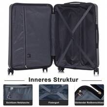 YONSLY Hard Shell Suitcase 20/24/28 Inches With 4 Wheels 360° Combination Lock Double Zippers Soft Rubber Handle Mesh Pocket Lightweight For Vacation - 深灰色 - 查看 5