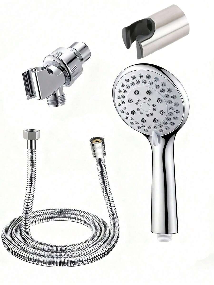 5-Setting High Pressure Handheld Shower Head Set, 1.5m Flexible Hose, Adjustable For Rainfall & Massage, Suitable For Home Bathroom Use, Adults, Pets & Daily Cleaning, For Shower Use Only
