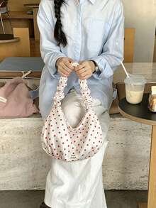 Cloud Shoulder Bag, Polka Dot Dumpling Bag, Pleated Crossbody Bag, Large Capacity Commuter Bag - Multicolor - View 9