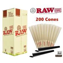 Authentic RAW Organic 1 1/4 Size Pre-Rolled Cones 200 Pack Andamp; 2 Tubes US - 如圖所示 - 查看 6