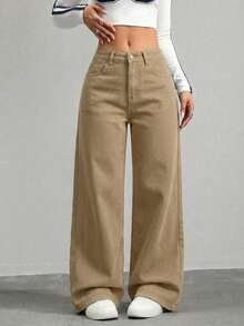 Women Pants - Khaki - View 1
