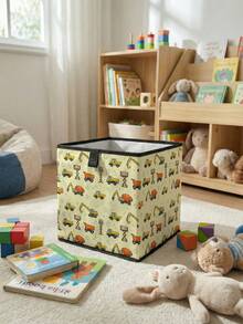 1 pieza Caja de almacenamiento plegable de gran capacidad, cesta de almacenamiento abierta con estampado de coche de dibujos animados, diseño de cajón multifuncional, ahorro de espacio para el hogar, dormitorio, guardería, almacenamiento debajo de la cama - Multicolor - Ver 9