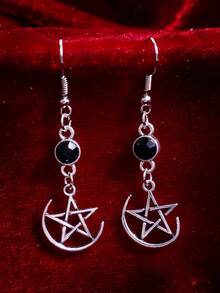 1 Đôi bông tai dáng dài thời trang Gothic cổ điển màu bạc hình bán nguyệt và ngôi sao năm cánh, thích hợp để đeo hàng ngày, đi nghỉ lễ và dự tiệc cho nữ. - Nhiều màu - Xem 10