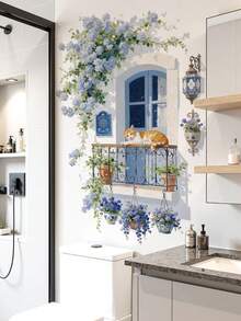 2pcs Removable Fake Window Vine Plant Wall Decor Stickers, Bedroom Wall Decals - 69313-rattan Lamp - View 7