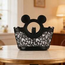 Miniso Disney Mickey Mouse Black Leopard Print & Barn Style Dark Brown Handbag,Exquisite Workmanship,Perfect For Daily Commute, Shopping, Travel & Work, Ideal Elegant Gift(1 PC) - Multicolor - View 2