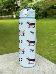 1件 800ml/27oz 卡通純色運動水壺，可愛臘腸狗圖案，防漏、便攜、耐摔，附彈蓋，適合健身、慢跑、返校、聖誕節、萬聖節，送給她的禮物、生日禮物，戶外運動便攜中性款，杯子、派對杯、其他派對餐具、飲具套裝、咖啡杯、平底杯、水壺、保溫瓶、附蓋與吸管杯 - 彩色 - 查看 7