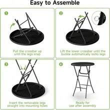 32 In Plastic Folding Round Table Bar Height, HDPE Matrial And 350LB Weight Capacity,High Top Table For Outdoor Party, Cafes,Backyard,Dining Room,Wedding Event,1 Pack, Black - màu đen - Xem 6