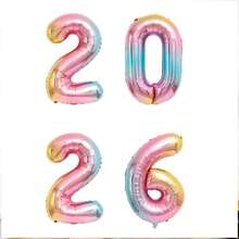 2026 Aluminum Foil Number Balloons, Suitable For Birthday Party, Graduation, New Year Holiday Decoration - Multicolor - View 13