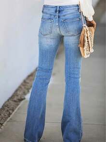 Jeans a zampa con strappi e più bottoni - Lavaggio chiaro - Visualizzare 3