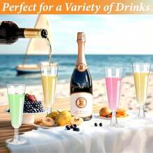 10/25/50 Pieces Reusable Clear Champagne Flutes, 150ml Plastic Cocktail Party Glasses For Parties, Weddings And Large Celebrations - View 7