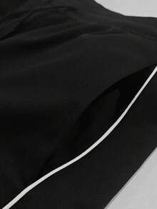 Men's Contrast Side Stripe Sweatpants, Black Loose Straight Casual Joggers, Street Sports Pants - Black - View 6