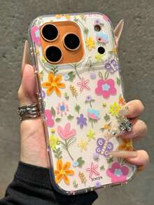 Ốp lưng điện thoại hình hoa tươi, bướm và cỏ dễ thương, tương thích với iPhone 17 Pro Max, Air 16, 15, 14, 13, 12, 11 Pro Max Plus, phong cách dịu dàng, nữ tính, họa tiết cây cỏ, chống sốc, bảo vệ mặt sau. - Hoa và cây nhiều màu sắc - Xem 4