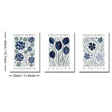 1/3 piezas Conjunto de carteles de lienzo con flores botánicas azules enmarcados/sin marco, arte de pared floral minimalista y abstracto de Hortensia, Azafrán y Clavel para decoración de entrada, pasillo, apartamento, sala de estar, dormitorio, decoración del hogar moderna - A - Ver 13