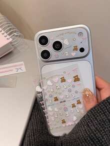 1 pieza Protector de lente de dibujos animados, pegatina con relieve de dibujos animados linda compatible con iPhone 17Pro/17Promax, regalo de Día de la Madre y celebración de cumpleaños de moda resistente a los arañazos - transparente - Ver 6