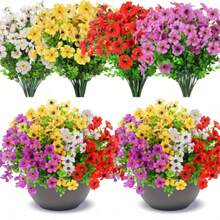 4 Stems Mixed Color Artificial Violet Stems, Suitable For All Seasons, Artificial Plants For Home, Living Room, Yard, Balcony, Countryside Style Decor And Floral Arrangement - Multicolor - View 1