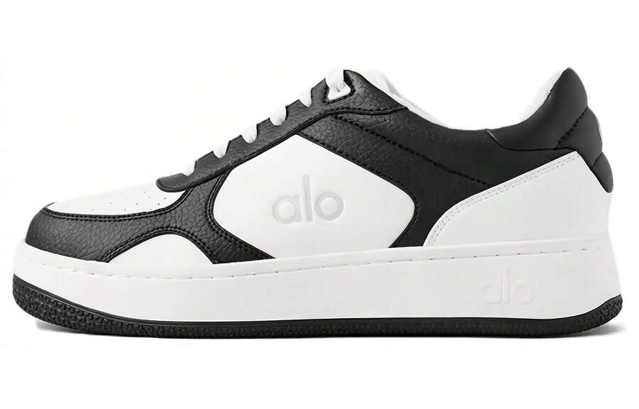 Alo Yoga Recovery Mode Slip Resistant Abrasion Resistant Low Top Skateboard Shoes Unisex Black White Black And White - 黑與白 - 查看 1