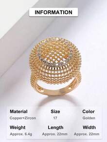 1 chiếc nhẫn rỗng mạ vàng 24K kiểu Trung Đông thời trang, đa năng, phù hợp cho nữ giới đeo hàng ngày, dự tiệc và đi làm. - Vàng 1 - Xem 6