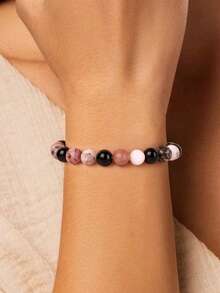3 Pcs Natural Stone Bracelet Set For Women Self Healing Emotional Stretch Stackable Bracelet Set, Birthday Gift, Fashion Jewelry With Blessing Card - 3 - View 10