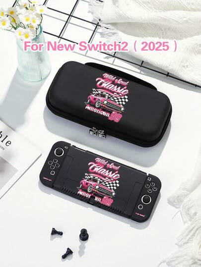 1 chiếc ốp bảo vệ thời trang in họa tiết đua xe Punk màu hồng cho 2 (2025) / Switch OLED / Switch NS, phụ kiện chơi game Switch thế hệ thứ 2 mới, túi đựng phụ kiện máy chơi game, món quà tốt nhất cho người chơi SWITCH.
