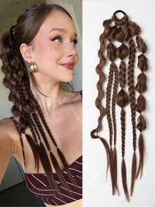 24 Inch Handmade Mixed Color Bubble Ponytail Hair Bundle, Suitable For All Women's Hair Types Elastics Rubber Bands - Color - View 9